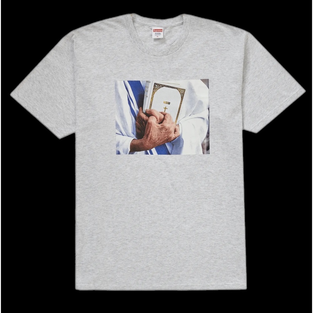 NWT FW 2019 SUPREME BIBLE T-SHIRT ASH GREY MENS MEDIUM DEADSTOCK